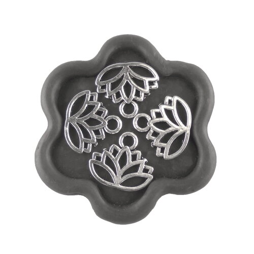 X20 breloques, pendentif fleur de lotus argent mat (348d)