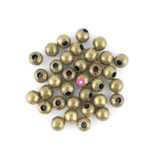 X100 perle 6mm metal bronze ronde  (04c)