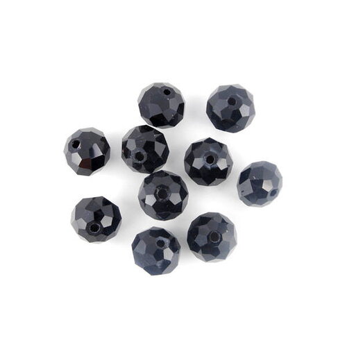 X20 perles à facettes verre noir 10mm (21c)