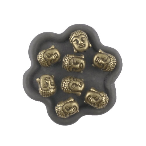 X10  perles yoga tête de bouddha  bronze 11mm (156c)