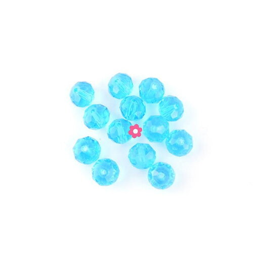 X20 perle à facette verre turquoise 8mm (17c)