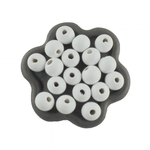 X200 perles rondes en bois blanc 8mm (67c)