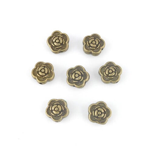 X30 perles en métal fleur bronze 6x6mm (79c)