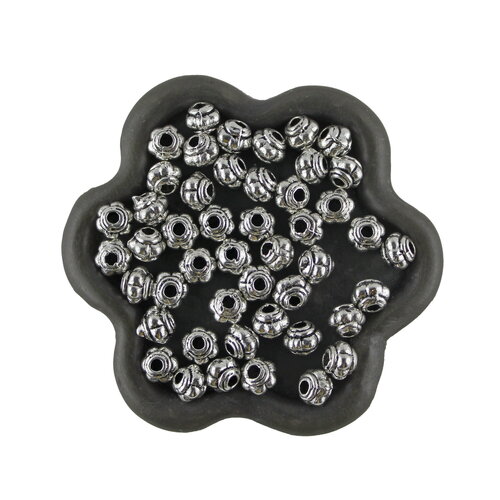 X50 perle boule ronde 4mm  métal argent vieilli 4 x 4mm (175c)