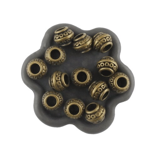 X20 perles métal ronde boule bronze antique 9x7mm (155c)