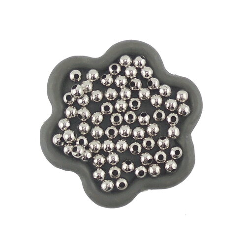 X300 perles rondes 4mm  métal argenté mat platine 4mm (147c)