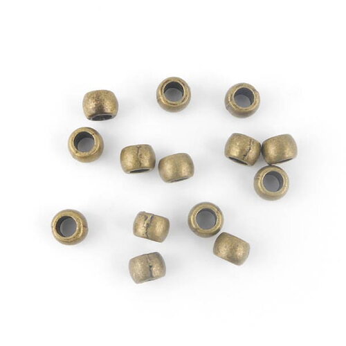 X50 perles en métal rond bronze gros trou 6x5mm (76c)