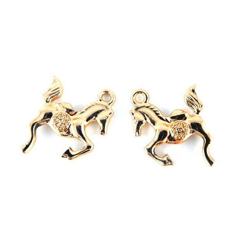 X8 pendentifs breloque cheval dorés 20 x 20mm (46d)
