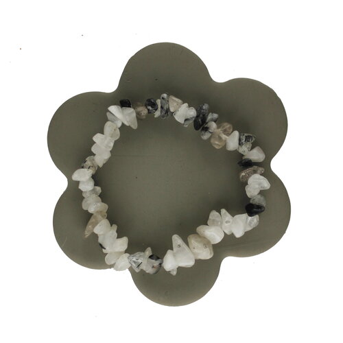 Bracelet quartz et tourmaline  perles chips   17cm (20p)