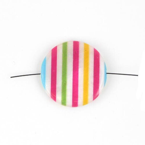 X6 perles palet en nacre ronde multicolore arc en ciel25mm (11c)