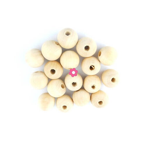 X100 perles rondes bois brut nature rondes 10mm (17c)