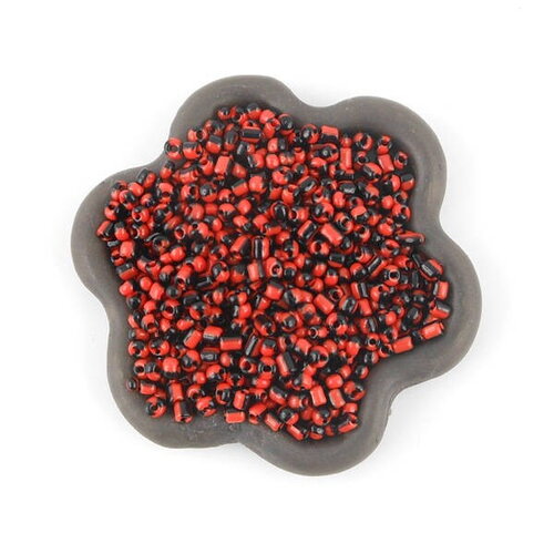 40grs perles de rocaille rouge noir  1.5mm (31c)