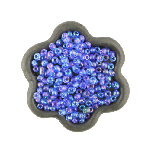 40grs perles de rocaille bleu mauve brillant 4mm (14c)