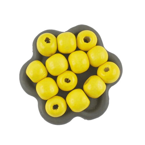 X100 perles en bois jaune 10 x 9mm (59-60c)