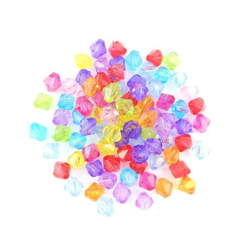 X200 perles à facettes multicolores acrylique 6x6mm (10c)