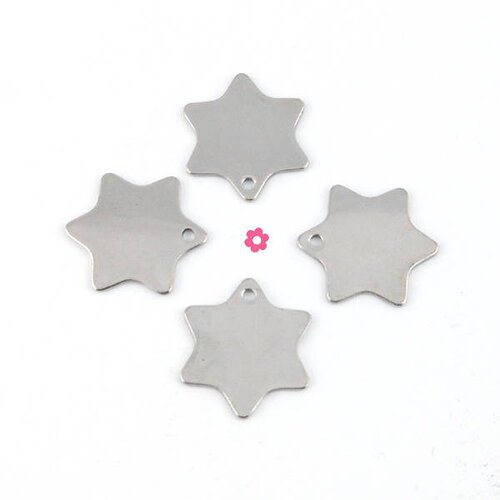 X6 breloque pendentif  acier inoxydable étoile 20mm /inox (218d)