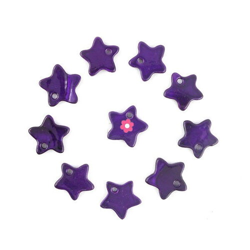 X10 breloque étoile en nacre violet 12mm  (188d)