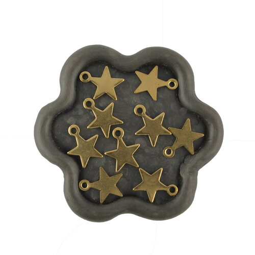X10 breloque petites étoiles acier inoxydable/ inox doré 9mm  (367dk)