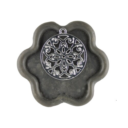 X4  pendentif, breloque mandala  rond 25mm (346d)