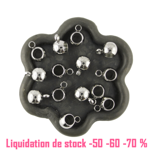 X82 bélières perles rondes 304 acier inoxydable 9x6mm  (26dk)