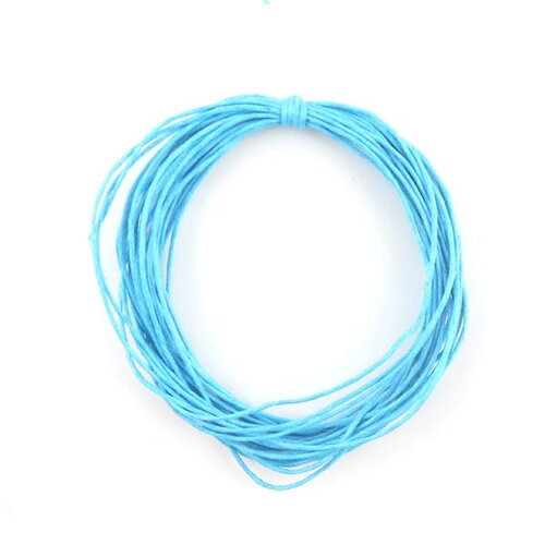 5m cordon fil coton ciré turquoise 1mm (90a)