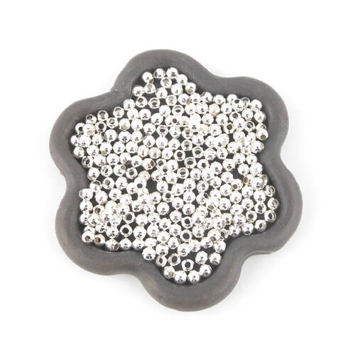 X1000 perles métal argenté clair vif ronde 2.4mm  (01c)