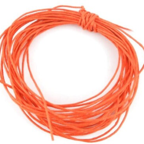 5m cordon fil coton ciré orange 1mm