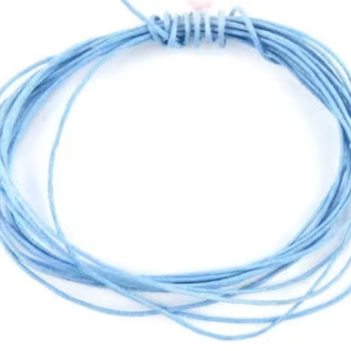 5m cordon fil coton ciré bleu clair 1mm
