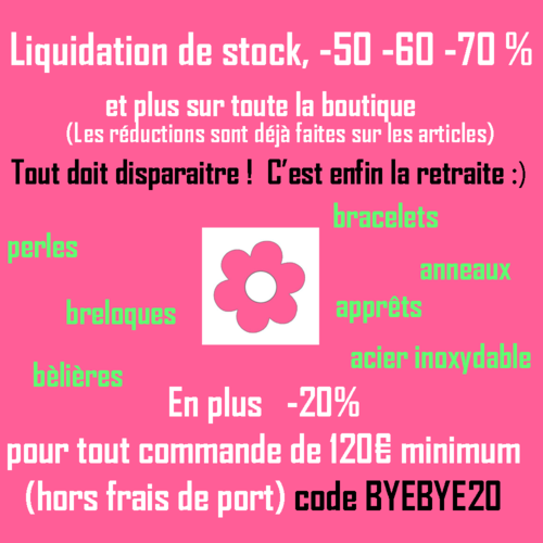 Liquidation de stock, -50 -60 -70 %