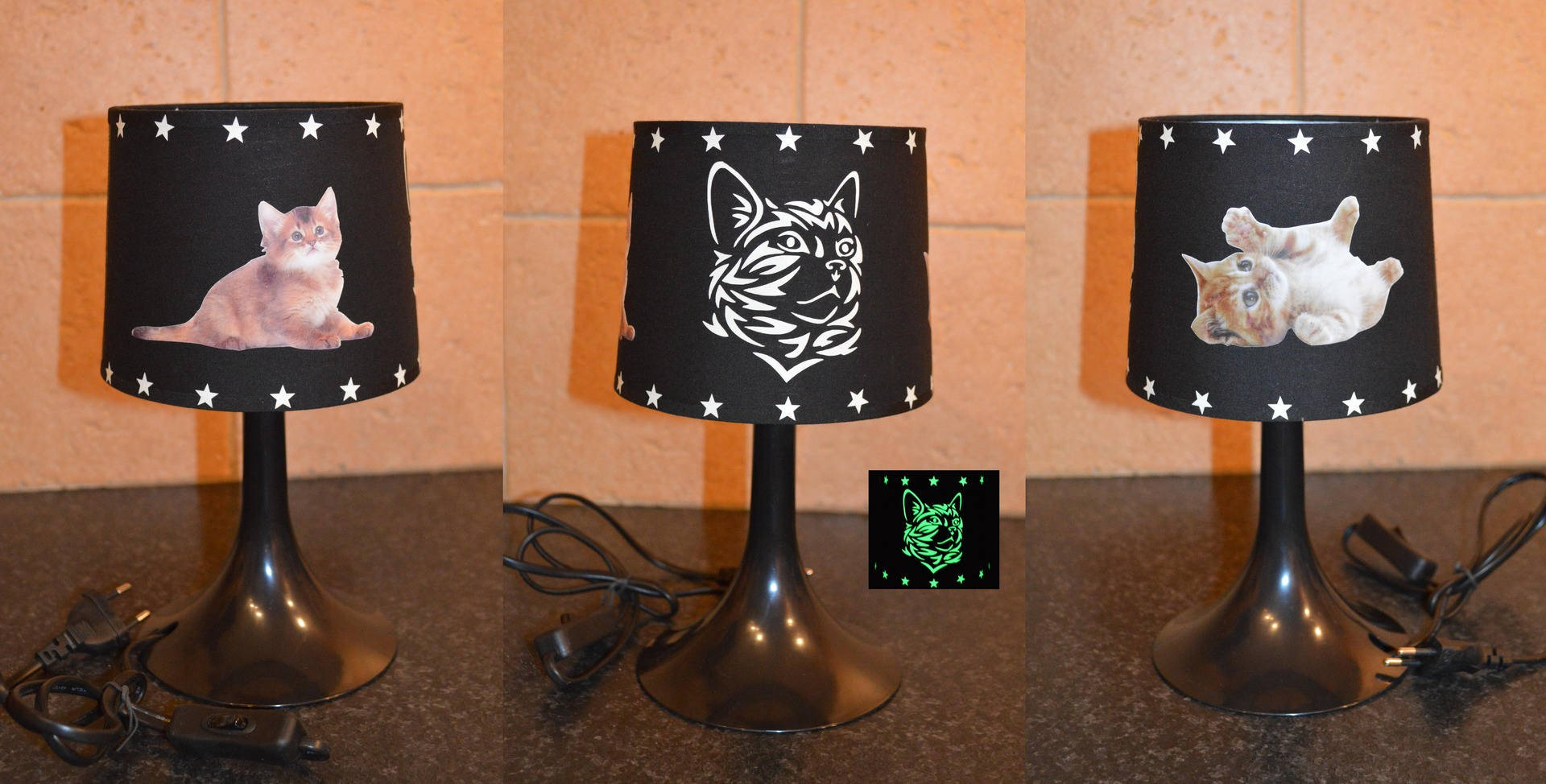 Lampe De Chevet Ou De Bureau Phosphorescente Decor Tribal Chat Un Grand Marche