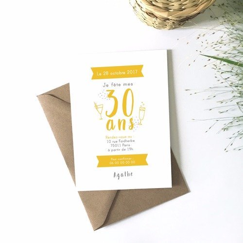 Carte D Invitation Anniversaire Adulte A Personnaliser Et A Telecharger Jaune Un Grand Marche