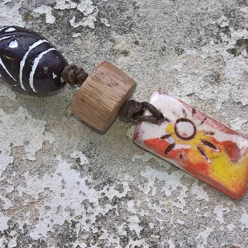 Vendu collier ras du cou céramique soleil couchant