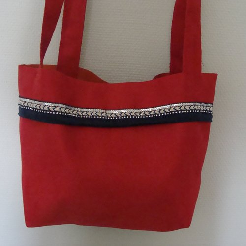 Sac Cabas Cuir Nubuck Rouge Un Grand Marche