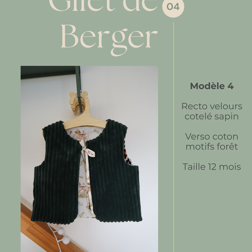 Gilet de berger enfant fait main - veste sans manches personnalisée - gilet bébé unique