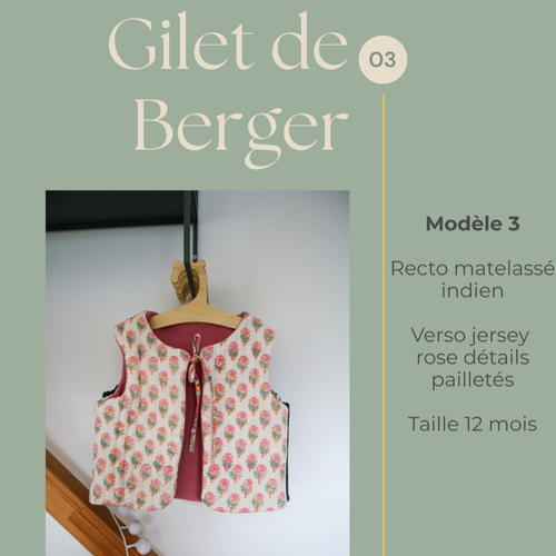 Gilet de berger enfant fait main - veste sans manches personnalisée - gilet bébé unique