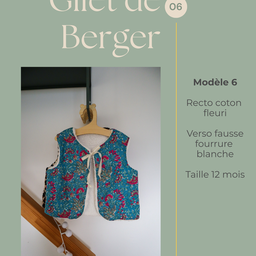 Gilet de berger enfant fait main - veste sans manches personnalisée - gilet bébé unique