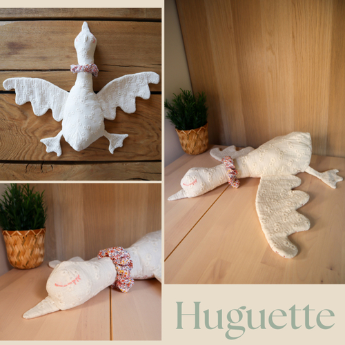 Doudou oie fait main - peluche cousue à la main - pièce unique, cadeau pour bébé et enfant