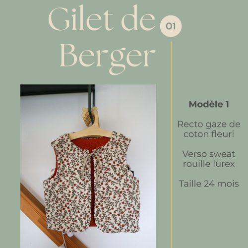 Gilet de berger enfant fait main - veste sans manches personnalisée - gilet bébé unique