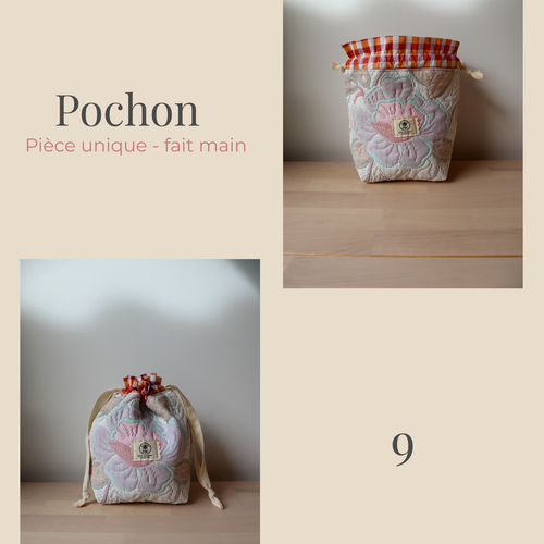 Pochon fait main en tissu matelassé ou velours côtelé - pochette cadeau artisanal - trousse à maquillage