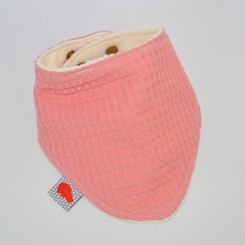 Bavoir foulard coton nid d'abeille "rose corail"