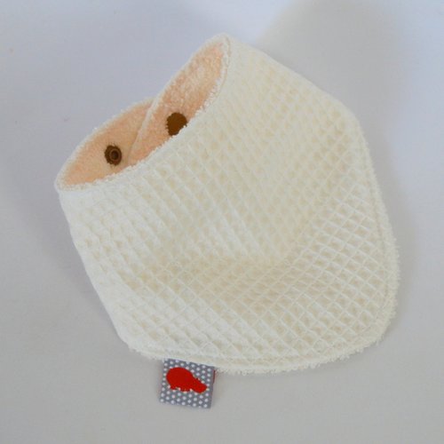 Bavoir foulard coton nid d'abeille "ecru"