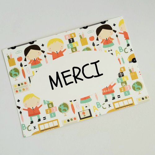 Carte postale "merci" blanche