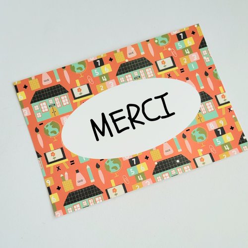 Carte postale "merci" rouge