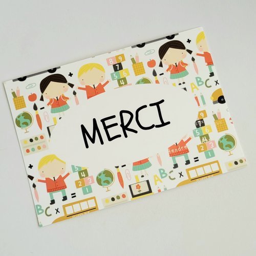 Carte postale "merci" blanche