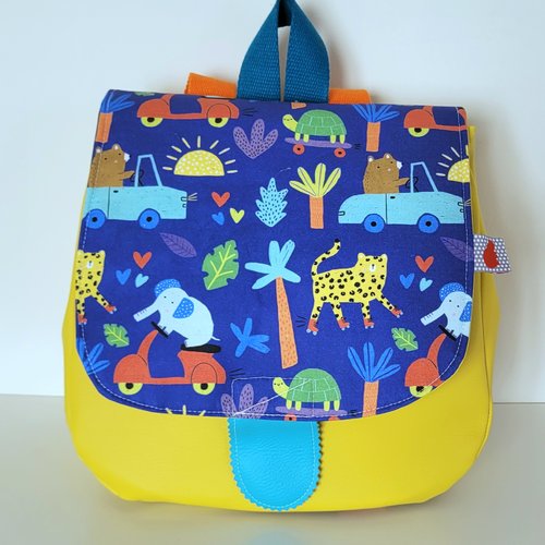 Mon 1er sac à dos maternelle funny jungle simili jaune