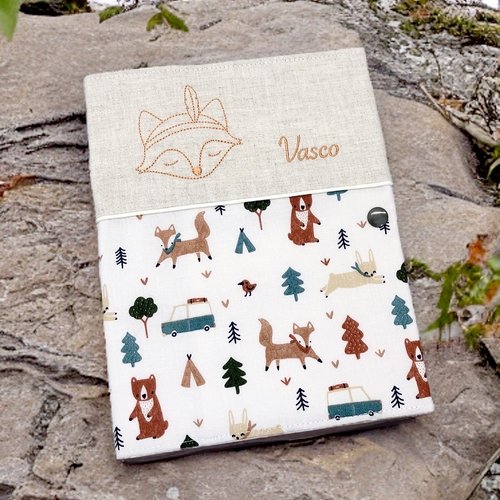 Protège carnet de santé, renard, nature et ours