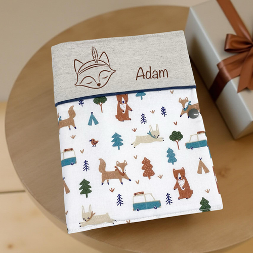 Protège carnet de santé, renard, nature et ours