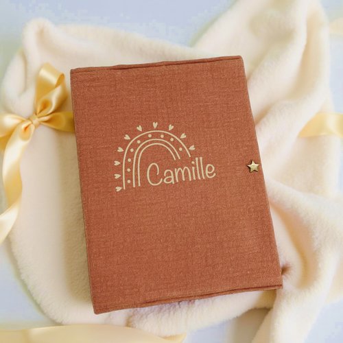 Protège carnet de santé couleur terracota