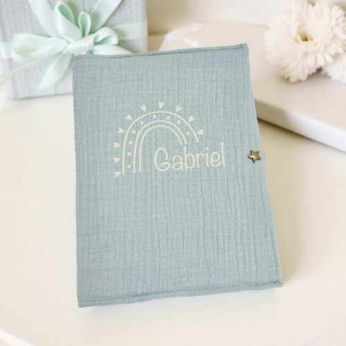 Protège carnet de santé couleur vert d'eau clair