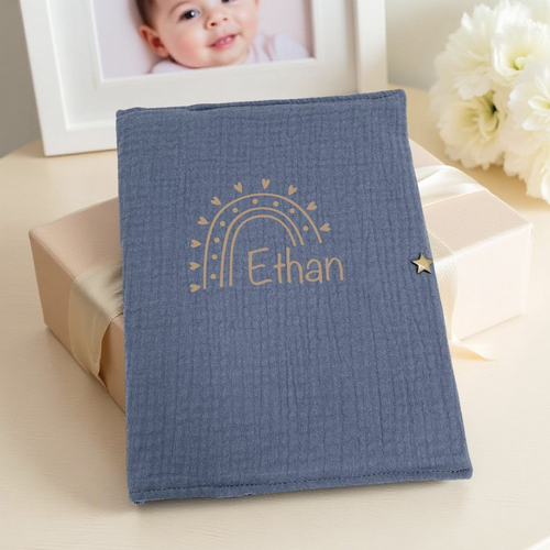 Protège carnet de santé couleur bleu jean